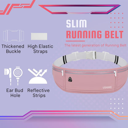 Slim Running Belt, Workout Fanny Pack for Men Women,Exercise Waist Pack for Apple iPhone Holder, Runner Belt for Running Walking Cycling Camping Gym
