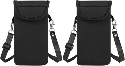 2 Pcs Phone Crossbody Bag, Universal Neoprene Cell Phone Pouch Purse Crossbody with Neck Strap, Around Neck Carrying Case for iPhone Cell Phones Coin Key