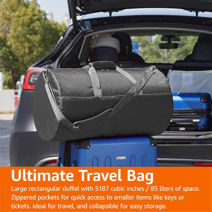 Extra Large Foldable Nylon Duffel Bag for Travel/Storage with Zippered Pockets, 32.4", 150L, 50-LBS Capacity, Black (Previously Amazon Basics)