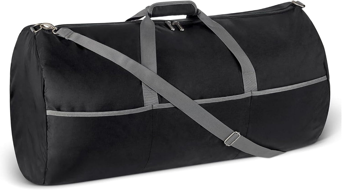 Extra Large Foldable Nylon Duffel Bag for Travel/Storage with Zippered Pockets, 32.4", 150L, 50-LBS Capacity, Black (Previously Amazon Basics)