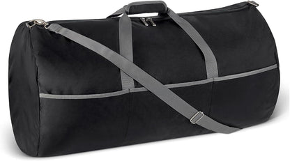 Extra Large Foldable Nylon Duffel Bag for Travel/Storage with Zippered Pockets, 32.4", 150L, 50-LBS Capacity, Black (Previously Amazon Basics)
