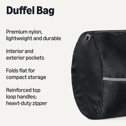 Extra Large Foldable Nylon Duffel Bag for Travel/Storage with Zippered Pockets, 32.4", 150L, 50-LBS Capacity, Black (Previously Amazon Basics)