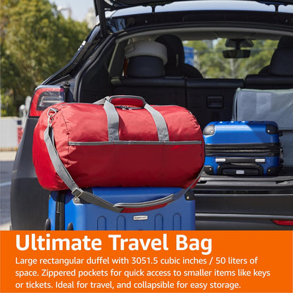 Extra Large Foldable Nylon Duffel Bag for Travel/Storage with Zippered Pockets, 32.4", 150L, 50-LBS Capacity, Black (Previously Amazon Basics)