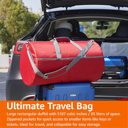 Extra Large Foldable Nylon Duffel Bag for Travel/Storage with Zippered Pockets, 32.4", 150L, 50-LBS Capacity, Black (Previously Amazon Basics)