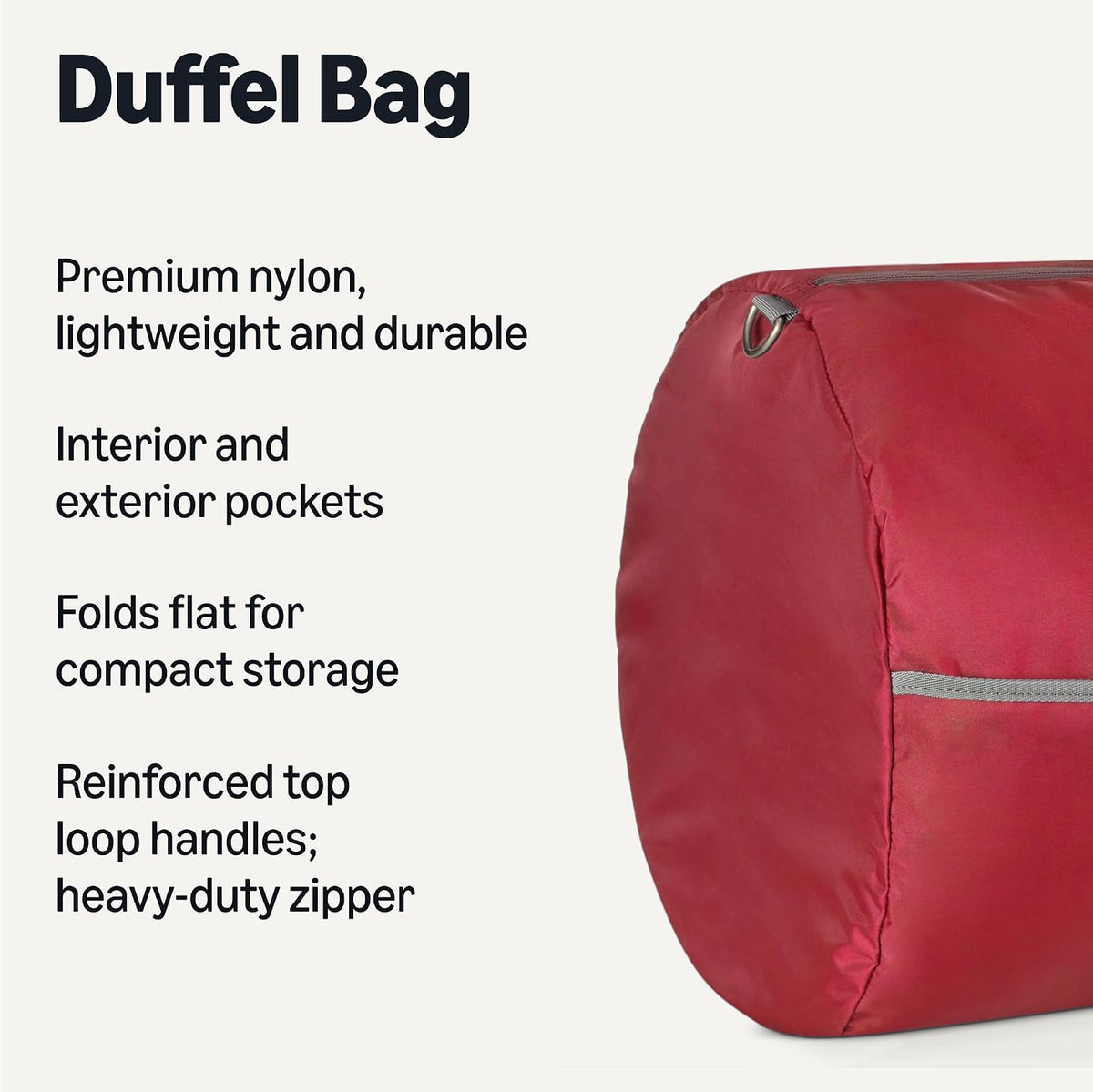 Extra Large Foldable Nylon Duffel Bag for Travel/Storage with Zippered Pockets, 32.4", 150L, 50-LBS Capacity, Black (Previously Amazon Basics)