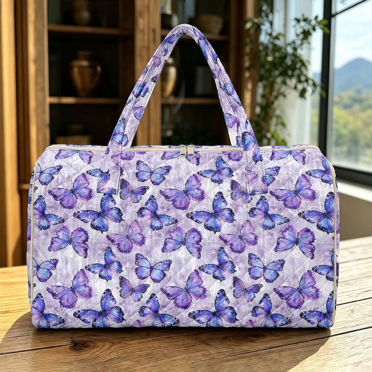 Butterfly Duffle Bag Travel Overnight Bag Waterproof Duffel Bags Quilted Garment Duffle Bags Travel Weekender Pouch for Backpacker