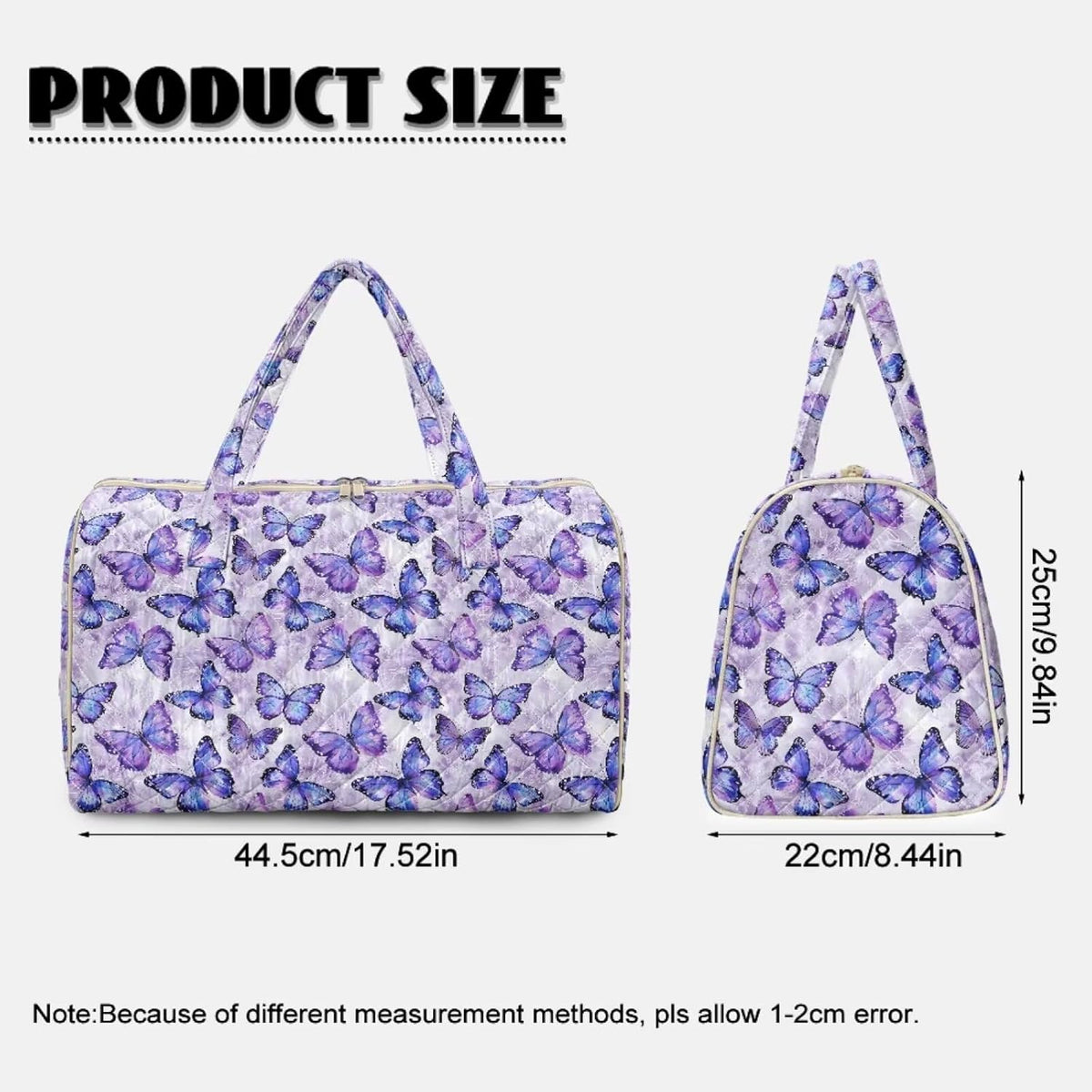 Butterfly Duffle Bag Travel Overnight Bag Waterproof Duffel Bags Quilted Garment Duffle Bags Travel Weekender Pouch for Backpacker