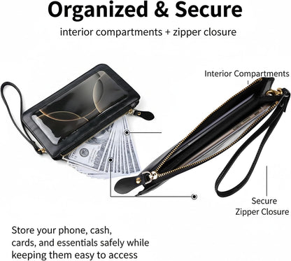 Travel Sling Bag for Women, Secure Phone & Passport Purse for Vacation & Sightseeing - Crossbody Phone Bag with Strap Black