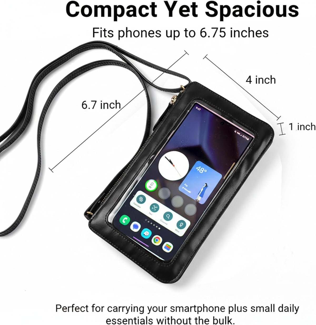 Travel Sling Bag for Women, Secure Phone & Passport Purse for Vacation & Sightseeing - Crossbody Phone Bag with Strap Black