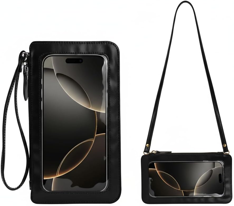 Travel Sling Bag for Women, Secure Phone & Passport Purse for Vacation & Sightseeing - Crossbody Phone Bag with Strap Black