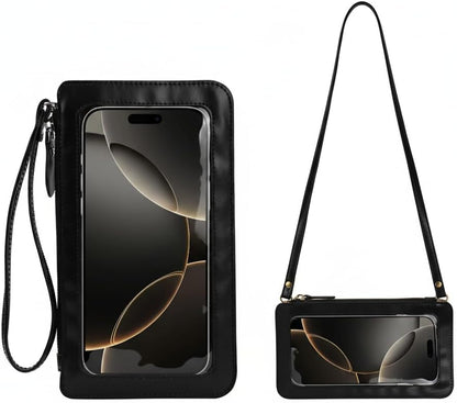 Travel Sling Bag for Women, Secure Phone & Passport Purse for Vacation & Sightseeing - Crossbody Phone Bag with Strap Black