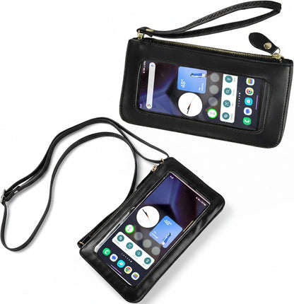 Travel Sling Bag for Women, Secure Phone & Passport Purse for Vacation & Sightseeing - Crossbody Phone Bag with Strap Black