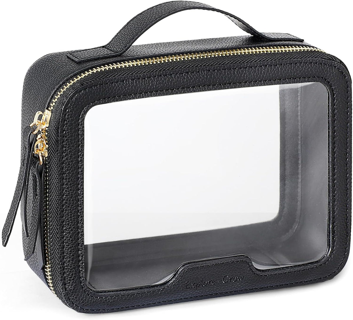 Clear Makeup Bag Foldable - TSA Approved Toiletry Bag for Travel | Metal Zipper, Reinforced Seam, Water Resistant, Medium for Carry-on, Large for Checked Luggage, for Car Storage Organizer