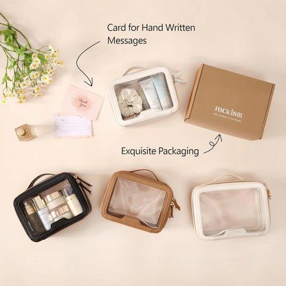 Clear Makeup Bag Foldable - TSA Approved Toiletry Bag for Travel | Metal Zipper, Reinforced Seam, Water Resistant, Medium for Carry-on, Large for Checked Luggage, for Car Storage Organizer