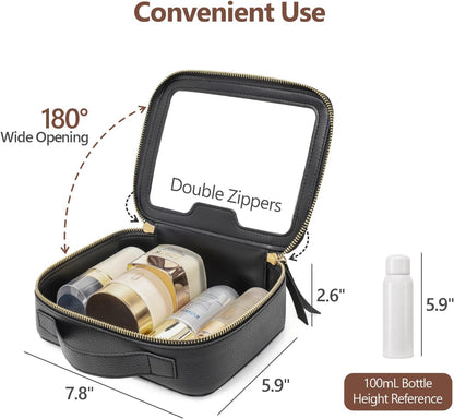 Clear Makeup Bag Foldable - TSA Approved Toiletry Bag for Travel | Metal Zipper, Reinforced Seam, Water Resistant, Medium for Carry-on, Large for Checked Luggage, for Car Storage Organizer