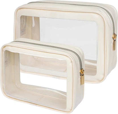 Clear Makeup Bag Foldable - TSA Approved Toiletry Bag for Travel | Metal Zipper, Reinforced Seam, Water Resistant, Medium for Carry-on, Large for Checked Luggage, for Car Storage Organizer