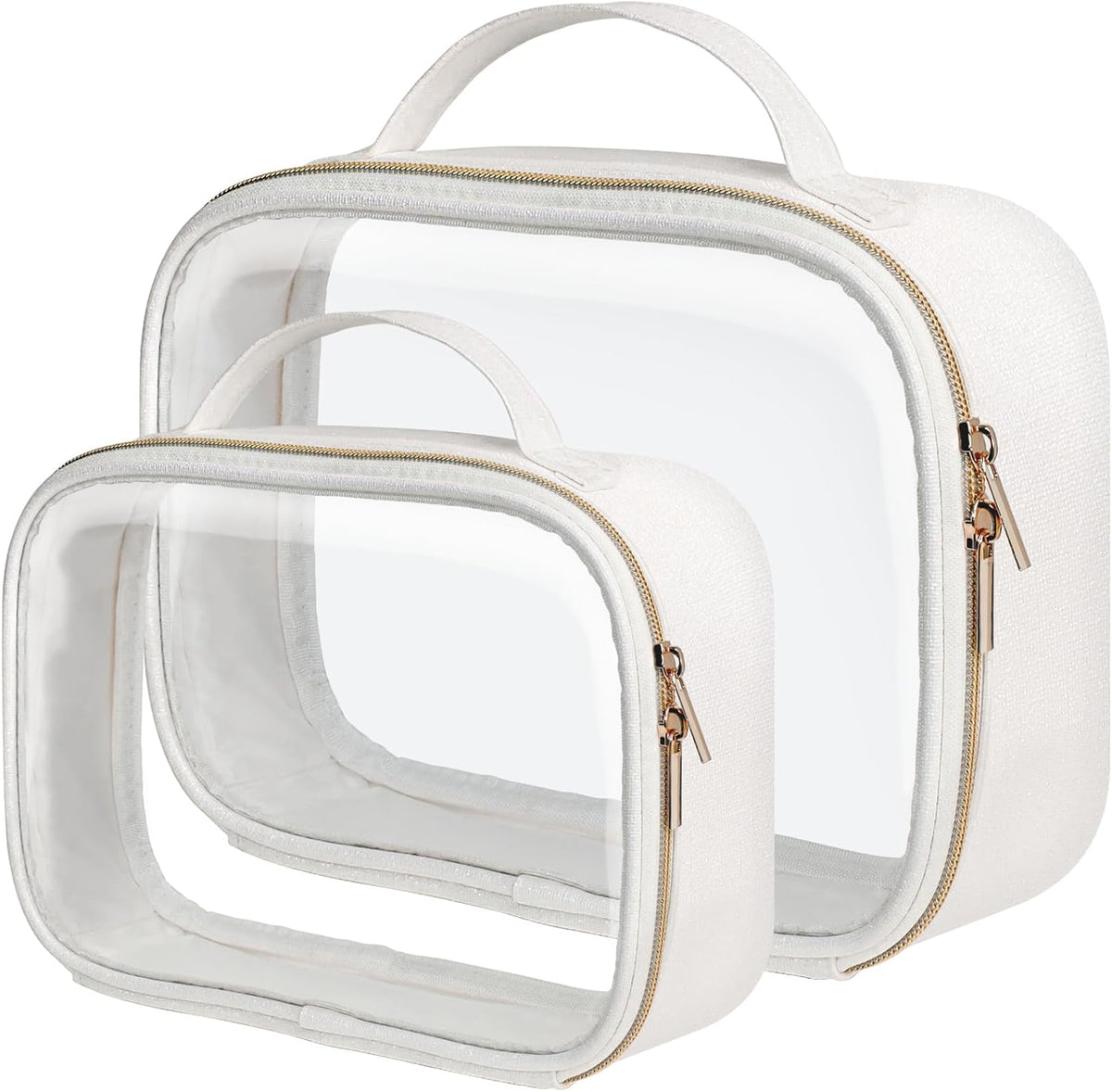Clear Makeup Bag Foldable - TSA Approved Toiletry Bag for Travel | Metal Zipper, Reinforced Seam, Water Resistant, Medium for Carry-on, Large for Checked Luggage, for Car Storage Organizer