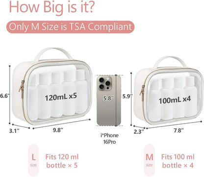 Clear Makeup Bag Foldable - TSA Approved Toiletry Bag for Travel | Metal Zipper, Reinforced Seam, Water Resistant, Medium for Carry-on, Large for Checked Luggage, for Car Storage Organizer