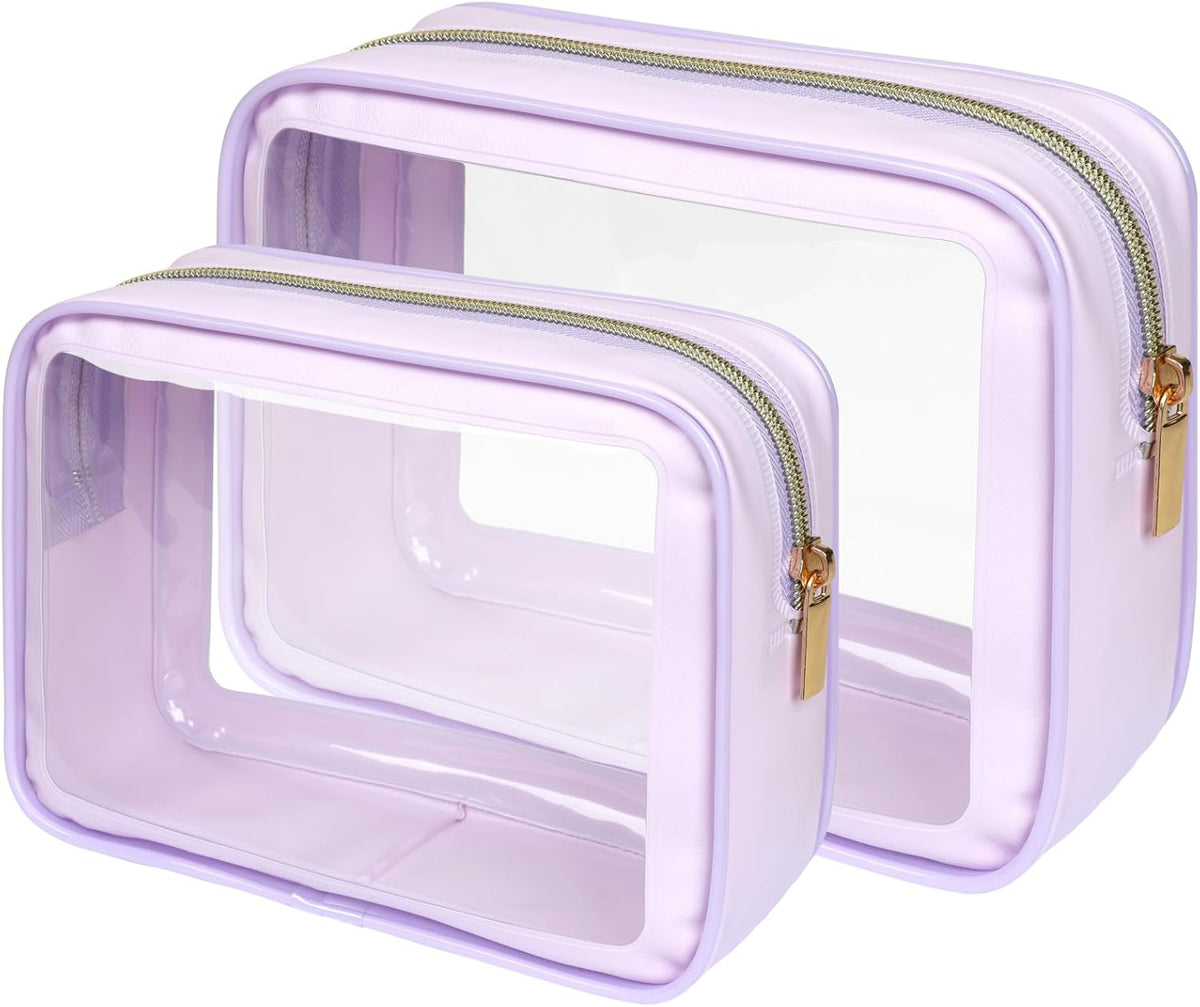 Clear Makeup Bag Foldable - TSA Approved Toiletry Bag for Travel | Metal Zipper, Reinforced Seam, Water Resistant, Medium for Carry-on, Large for Checked Luggage, for Car Storage Organizer