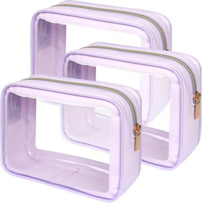 Clear Makeup Bag Foldable - TSA Approved Toiletry Bag for Travel | Metal Zipper, Reinforced Seam, Water Resistant, Medium for Carry-on, Large for Checked Luggage, for Car Storage Organizer