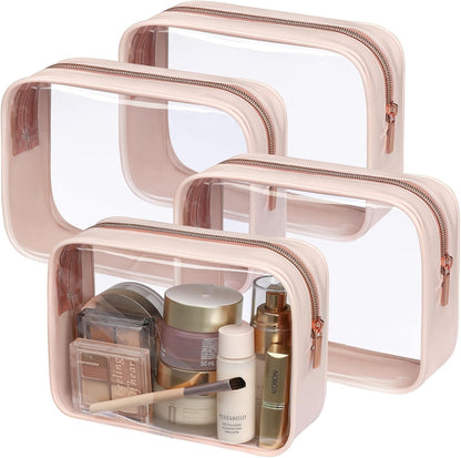 Clear Makeup Bag Foldable - TSA Approved Toiletry Bag for Travel | Metal Zipper, Reinforced Seam, Water Resistant, Medium for Carry-on, Large for Checked Luggage, for Car Storage Organizer