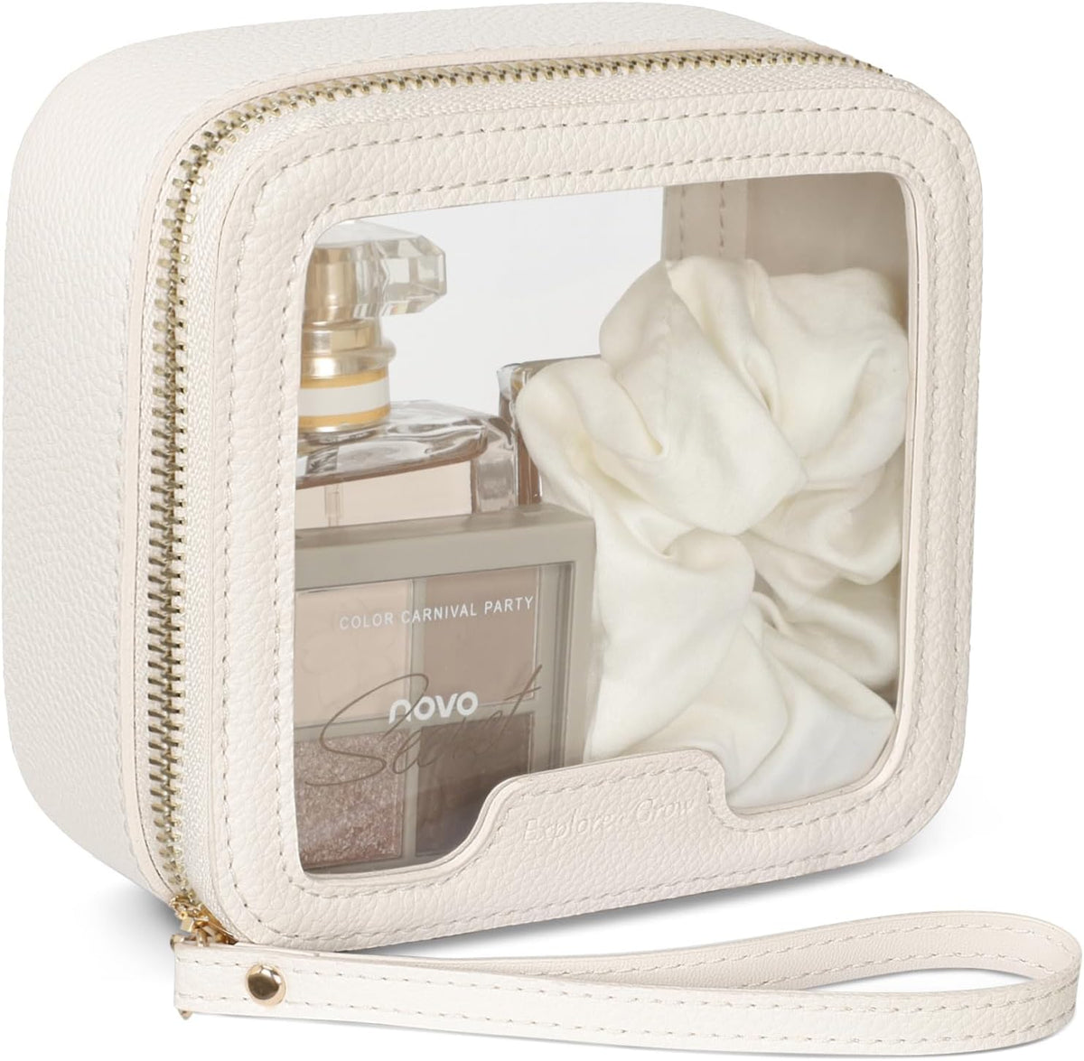Clear Makeup Bag Foldable - TSA Approved Toiletry Bag for Travel | Metal Zipper, Reinforced Seam, Water Resistant, Medium for Carry-on, Large for Checked Luggage, for Car Storage Organizer
