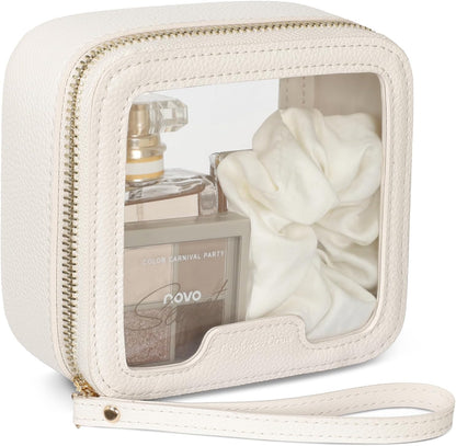 Clear Makeup Bag Foldable - TSA Approved Toiletry Bag for Travel | Metal Zipper, Reinforced Seam, Water Resistant, Medium for Carry-on, Large for Checked Luggage, for Car Storage Organizer