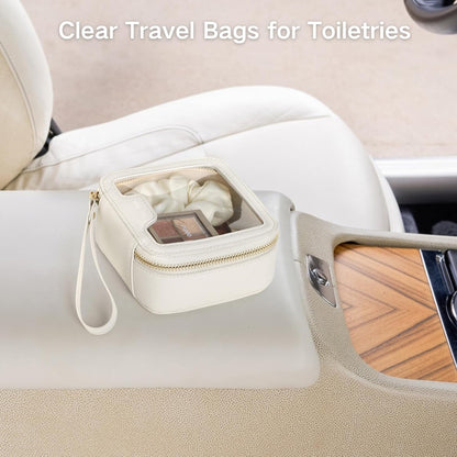 Clear Makeup Bag Foldable - TSA Approved Toiletry Bag for Travel | Metal Zipper, Reinforced Seam, Water Resistant, Medium for Carry-on, Large for Checked Luggage, for Car Storage Organizer