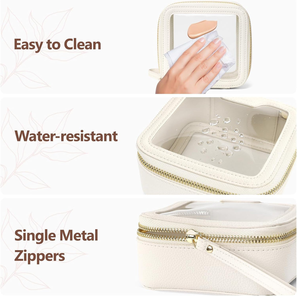 Clear Makeup Bag Foldable - TSA Approved Toiletry Bag for Travel | Metal Zipper, Reinforced Seam, Water Resistant, Medium for Carry-on, Large for Checked Luggage, for Car Storage Organizer