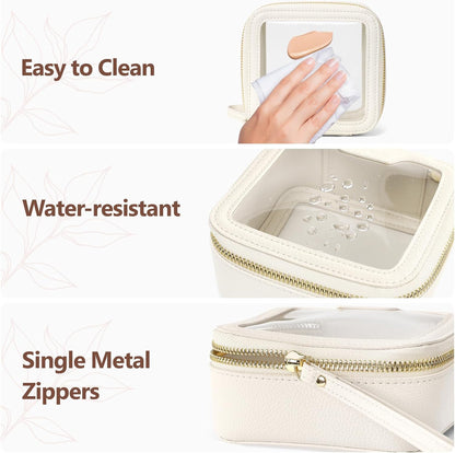 Clear Makeup Bag Foldable - TSA Approved Toiletry Bag for Travel | Metal Zipper, Reinforced Seam, Water Resistant, Medium for Carry-on, Large for Checked Luggage, for Car Storage Organizer