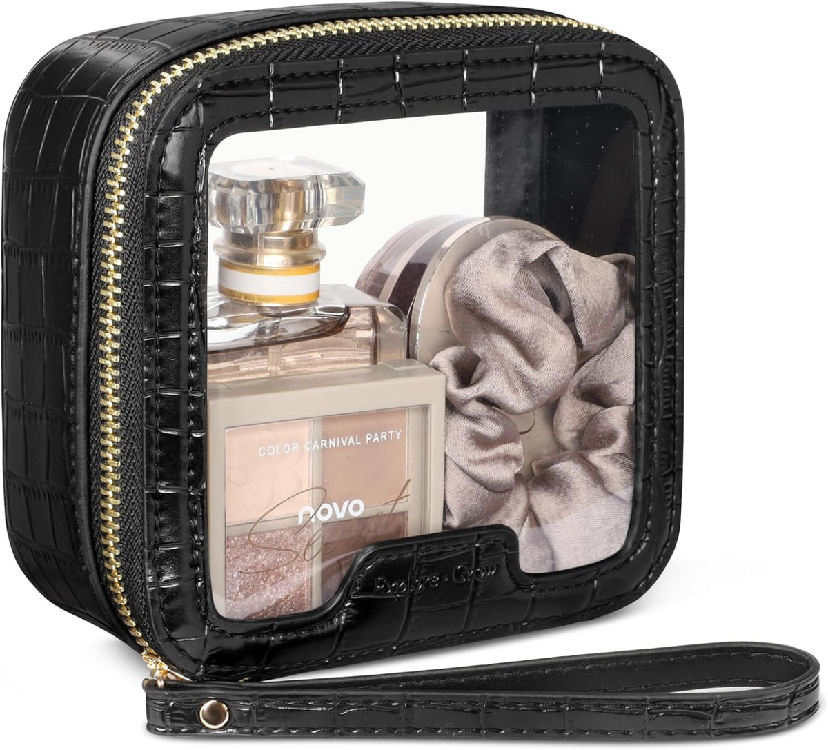 Clear Makeup Bag Foldable - TSA Approved Toiletry Bag for Travel | Metal Zipper, Reinforced Seam, Water Resistant, Medium for Carry-on, Large for Checked Luggage, for Car Storage Organizer