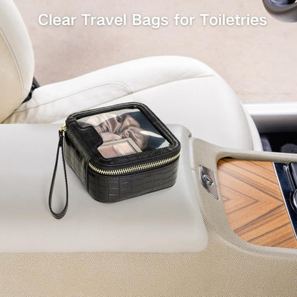 Clear Makeup Bag Foldable - TSA Approved Toiletry Bag for Travel | Metal Zipper, Reinforced Seam, Water Resistant, Medium for Carry-on, Large for Checked Luggage, for Car Storage Organizer