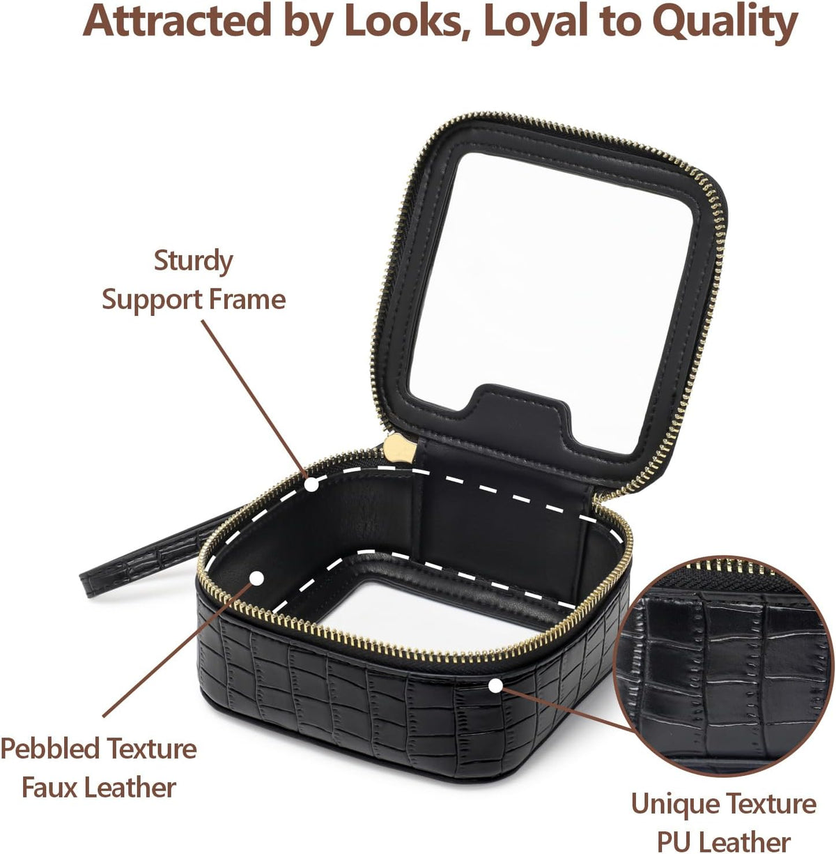 Clear Makeup Bag Foldable - TSA Approved Toiletry Bag for Travel | Metal Zipper, Reinforced Seam, Water Resistant, Medium for Carry-on, Large for Checked Luggage, for Car Storage Organizer