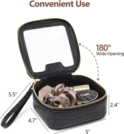 Clear Makeup Bag Foldable - TSA Approved Toiletry Bag for Travel | Metal Zipper, Reinforced Seam, Water Resistant, Medium for Carry-on, Large for Checked Luggage, for Car Storage Organizer