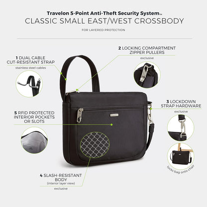 Anti-Theft Classic Small East/West Crossbody