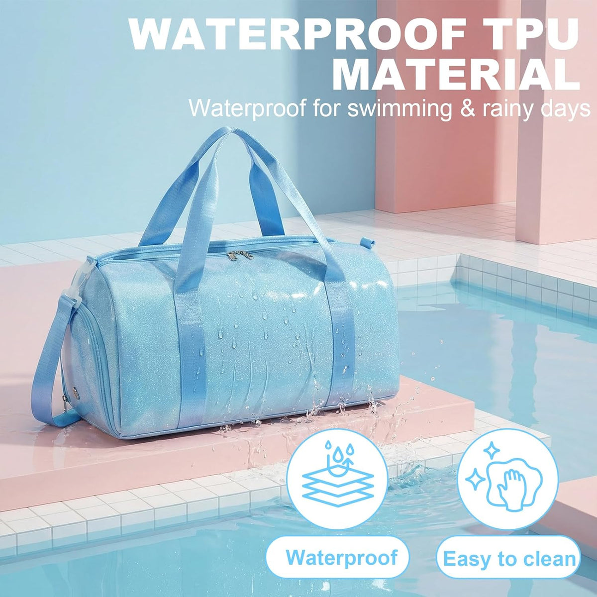 Gym Bag Sports Duffle Bag with Wet Pocket Weekender Overnight Bags with Waterproof Shoe Pouch and Air Hole for Girls Kids Women Workout Travel Bags (Bow Rainbow)