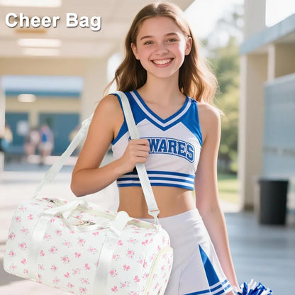 Gym Bag Sports Duffle Bag with Wet Pocket Weekender Overnight Bags with Waterproof Shoe Pouch and Air Hole for Girls Kids Women Workout Travel Bags (Bow Rainbow)