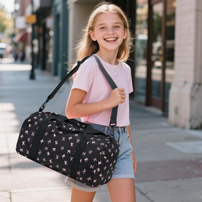Gym Bag Sports Duffle Bag with Wet Pocket Weekender Overnight Bags with Waterproof Shoe Pouch and Air Hole for Girls Kids Women Workout Travel Bags (Bow Rainbow)