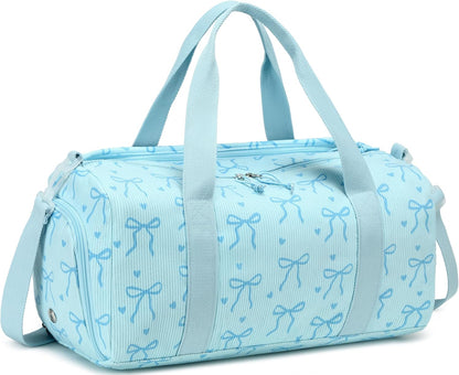 Gym Bag Sports Duffle Bag with Wet Pocket Weekender Overnight Bags with Waterproof Shoe Pouch and Air Hole for Girls Kids Women Workout Travel Bags (Bow Rainbow)