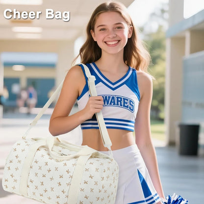 Gym Bag Sports Duffle Bag with Wet Pocket Weekender Overnight Bags with Waterproof Shoe Pouch and Air Hole for Girls Kids Women Workout Travel Bags (Bow Rainbow)