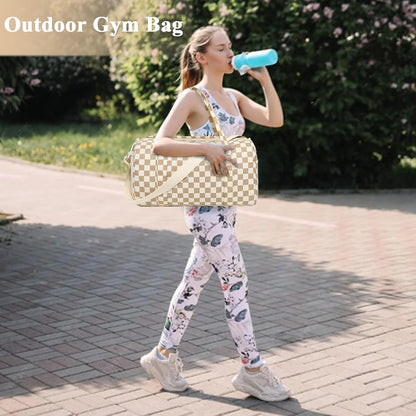 Gym Bag Sports Duffle Bag with Wet Pocket Weekender Overnight Bags with Waterproof Shoe Pouch and Air Hole for Girls Kids Women Workout Travel Bags (Bow Rainbow)