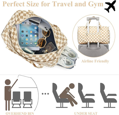 Gym Bag Sports Duffle Bag with Wet Pocket Weekender Overnight Bags with Waterproof Shoe Pouch and Air Hole for Girls Kids Women Workout Travel Bags (Bow Rainbow)