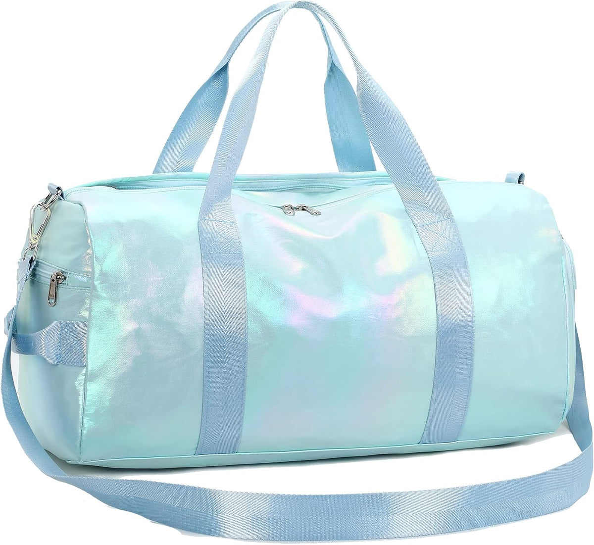 Gym Bag Sports Duffle Bag with Wet Pocket Weekender Overnight Bags with Waterproof Shoe Pouch and Air Hole for Girls Kids Women Workout Travel Bags (Bow Rainbow)