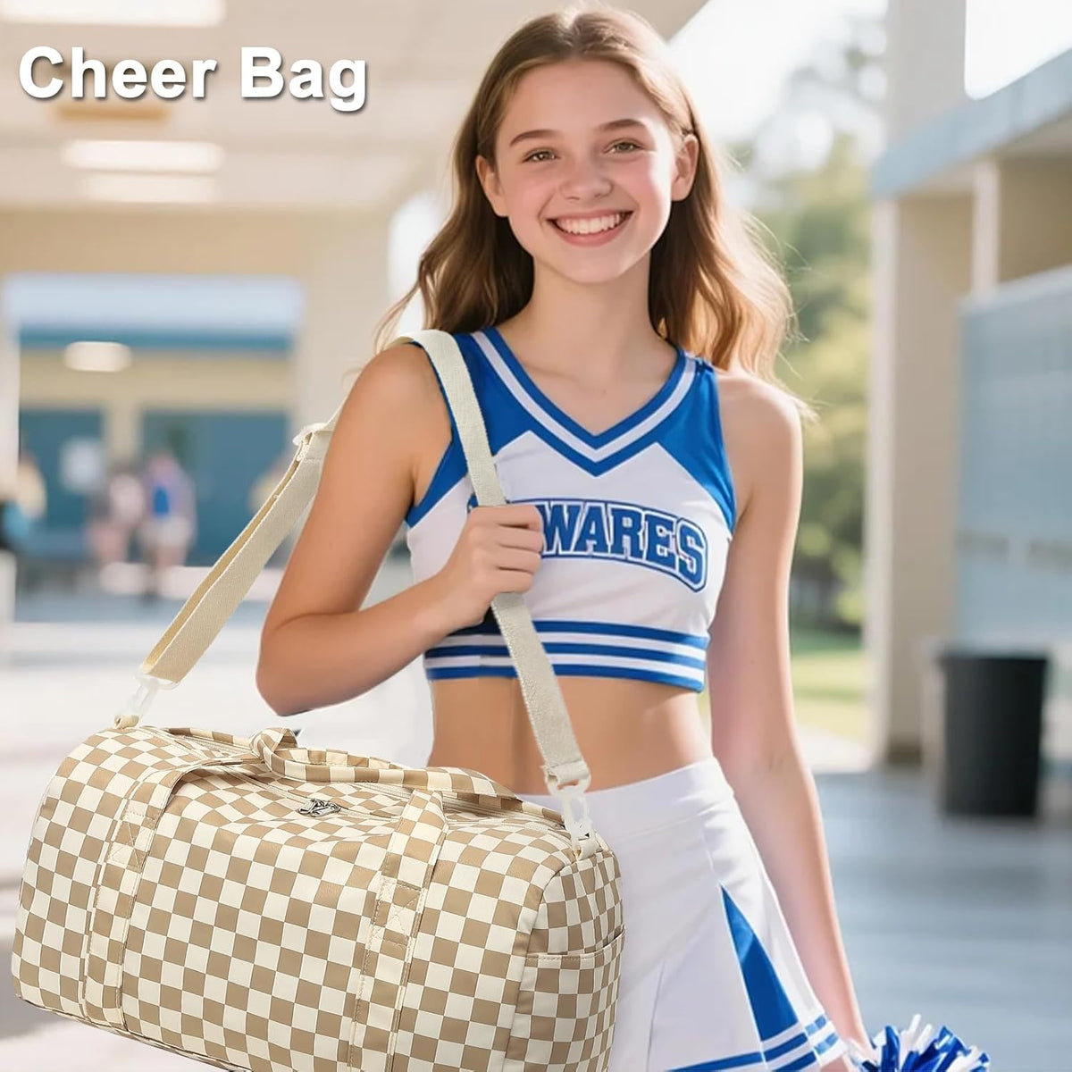Gym Bag Sports Duffle Bag with Wet Pocket Weekender Overnight Bags with Waterproof Shoe Pouch and Air Hole for Girls Kids Women Workout Travel Bags (Bow Rainbow)