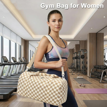 Gym Bag Sports Duffle Bag with Wet Pocket Weekender Overnight Bags with Waterproof Shoe Pouch and Air Hole for Girls Kids Women Workout Travel Bags (Bow Rainbow)