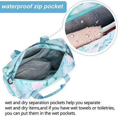 Gym Bag Sports Duffle Bag with Wet Pocket Weekender Overnight Bags with Waterproof Shoe Pouch and Air Hole for Girls Kids Women Workout Travel Bags (Bow Rainbow)
