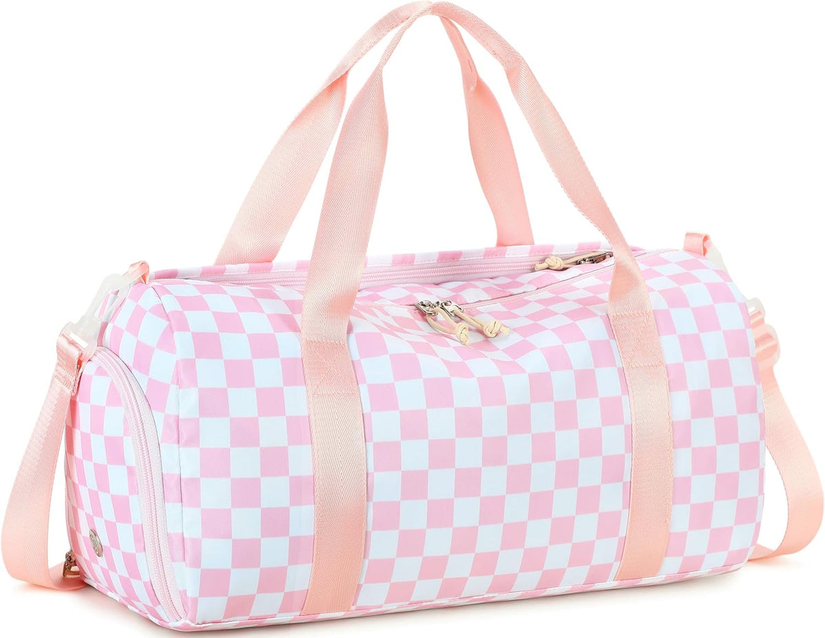 Gym Bag Sports Duffle Bag with Wet Pocket Weekender Overnight Bags with Waterproof Shoe Pouch and Air Hole for Girls Kids Women Workout Travel Bags (Bow Rainbow)