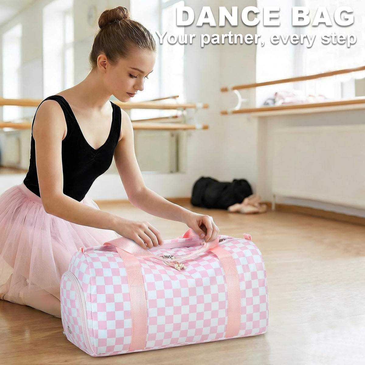 Gym Bag Sports Duffle Bag with Wet Pocket Weekender Overnight Bags with Waterproof Shoe Pouch and Air Hole for Girls Kids Women Workout Travel Bags (Bow Rainbow)