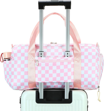 Gym Bag Sports Duffle Bag with Wet Pocket Weekender Overnight Bags with Waterproof Shoe Pouch and Air Hole for Girls Kids Women Workout Travel Bags (Bow Rainbow)