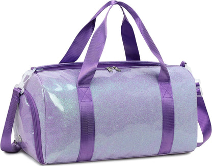 Gym Bag Sports Duffle Bag with Wet Pocket Weekender Overnight Bags with Waterproof Shoe Pouch and Air Hole for Girls Kids Women Workout Travel Bags (Bow Rainbow)